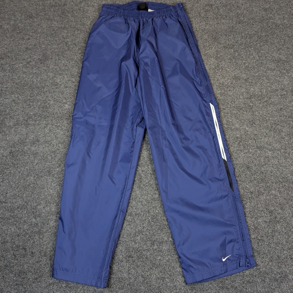 Vintage Nike Mens Track Pants Navy Blue Nylon Swoosh Logo Size L H9 BUS